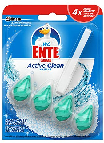 WC-Ente Active Clean WC Duftspüler-Einhänger, WC Reiniger, Marine-Duft, 8er Pack (8 x 38,6ml)
