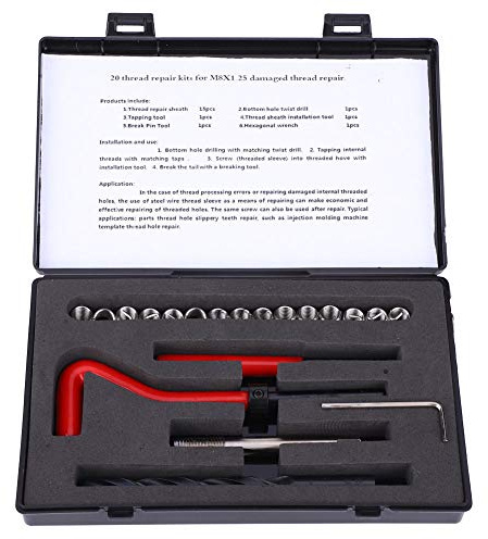 Kit de reparación de Rosca M8x1.25 Kit de Grifo de roscado de Acero Inoxidable para Rosca Hembra Reparación de Inserto