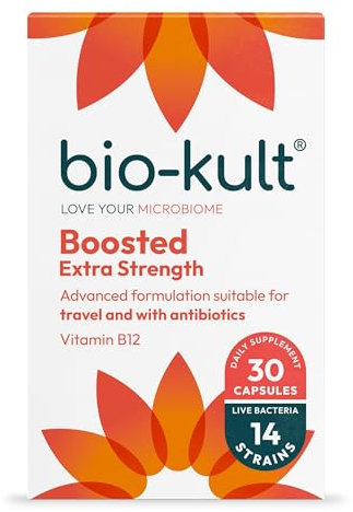 Bio-Kult Boosted 30 Kapseln, hoch wirksames Ergänzungsmittel mit 14 lebenden Bakterienstämmen und Vitamin B12