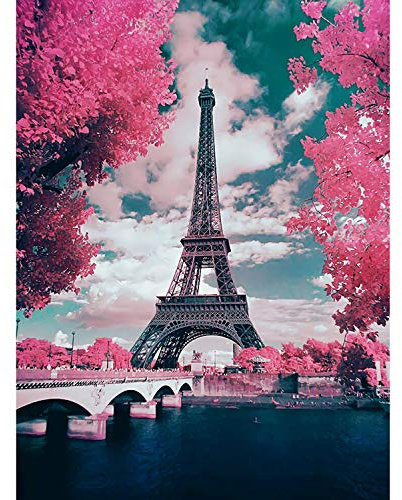 MWOOT DIY 5D Diamant Malerei Kit,Voller Diamond Pasted Painting Kristall Strass Stickerei Kreuzstich Arts Craft Gemälde für Home Wanddekoration(30x40cm) -Eiffelturm