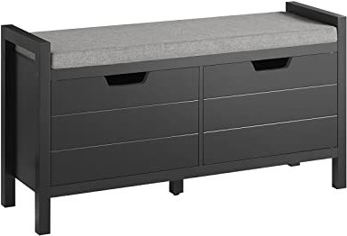 SoBuy FSR63-SCH Sitzkommode Sitzbank mit Sitzfläche Schuhtruhe mit Stauraum Schuhschrank Schwarz BHT ca.: 91x50x30cm