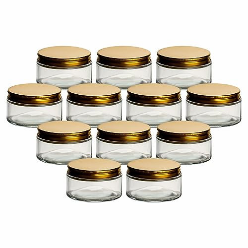 gouveo Lot de 12 bocaux de conservation en verre avec couvercle à visser 230 ml Livre de recettes de 28 pages - Bocaux de conservation - Pots à confiture