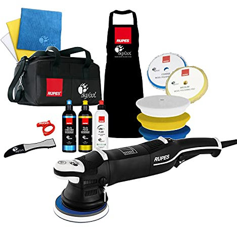 The Clean Garage Rupes LHR15 Mark III Polierer Komplett-Set, Bigfoot DA Pufferbeutel Combo