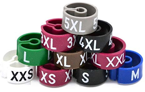 Tex-Clip® Größenringe für Kleiderbügel 250 Stück Set XXS - 5XL Trenner Finder Kleiderschrank Kleiderstange Farbsystem