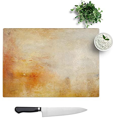 Sun Setting Over A Lake by Joseph Mallord William Turner - Textured Chopping Board - Worktop Saver - Cutting Board - Heat Resistant, Shatterproof and Hygenic - 39 x 28.5 cm