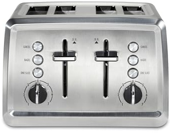 Hamilton Beach 4 Slice Toaster with Extra-Wide Slots, Bagel Setting, Toast Boost, Slide-Out Crumb Tray, Auto-Shutoff & Cancel Button, Stainless Steel (24798)