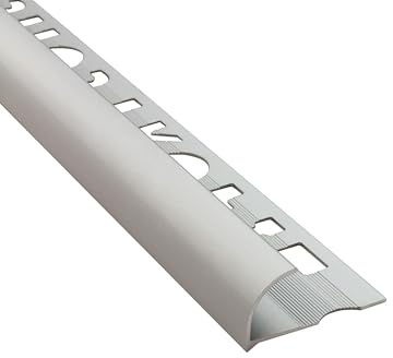 Alu Viertelkreis Profil Fliesenschiene eloxiert silber 2,7m 12mm matt | Für weiche Kantenübergänge und geschützte Fliesenaußenecken, für 12mm Fliesenhöhe, 2,7m, Aluminium, eloxiert, silber