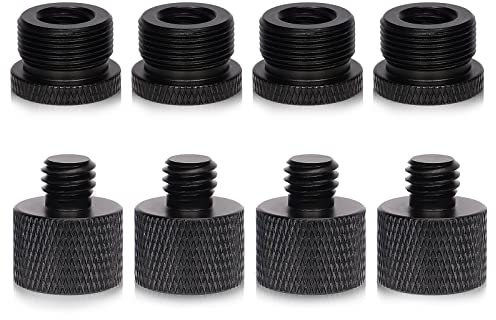 SAVITA 8 Stück Mikrofon Stativ Adapter Set, 5/8 auf 3/8 und 3/8 auf 5/8, Aluminium, Schwarz