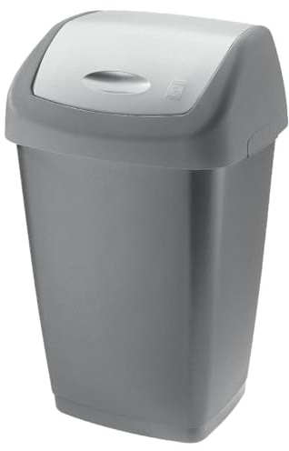 Tarrington House Cubo de basura rectangular con tapa basculante, antracita, 50 L