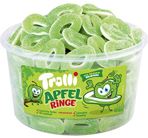 Trolli Saure Grüne Apfelringe Schaumgummi Fruchtgummi 150 Stück 1200g