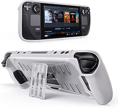 Benazcap Hülle für Steam Deck OLED 2023/Steam Deck 2021, Stoßfeste Griffhülle mit Integriertem Kickstand, Kompatibel mit Valve Steam Deck Konsole, Transparente
