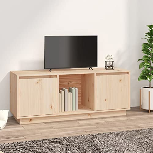 Tidyard TV-Schrank Fernsehtisch TV-Möbel Fernsehschrank Stereoschrank TV-Regal TV-Tisch TV-Bänke & Lowboards Schrank für Wohnzimmer, 110,5x35x44 cm Massivholz Kiefer