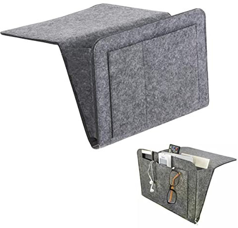 GangGangBAO Bett Organizer, Filz Betttasche Hochbett Hängetasche Aufbewahrungstasche Bett Tasche Sofa Bedside Storage Organizer für Buch Zeitschriften Handy Fernbedienung (dark gray)