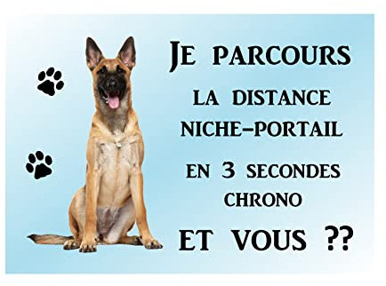 plaque attention chien malinois en métal 29 x 20 cm env réf 89