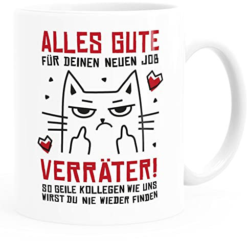 Moonworks® Kaffee-Tasse Abschied Kollegin Kollege Spruch Alles Gute Ironie Abschiedsgeschenk lustig weiß standard