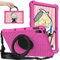 For Lenovo Tab P11/ P11 Plus Kids Case 11-Inch, Spider Web Pattern EVA Foam, with Ring Handle Stand & Shoulder Strap Tablet Case For Lenovo Tab P11 TB-J606F TB-J616F, Rose