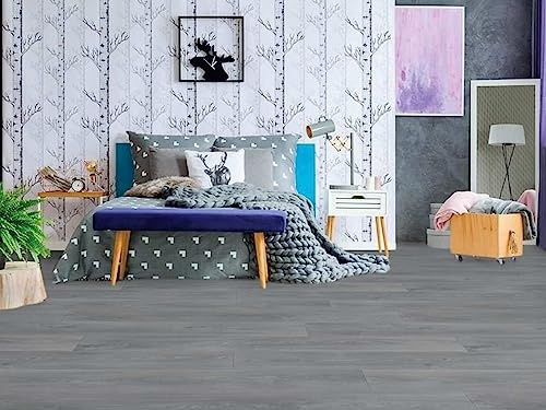 PVC Bodenbelag Vinylboden in schlichter Holz Art, grau, Zuschnitt (2m breit / 4m lang)