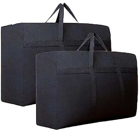 2 Pack Extra Large Heavy Duty Waterproof 600D King Size Duvets Storage Bags with Zipper and Handle For Pillows, Bedding, Down Jacket (150L)