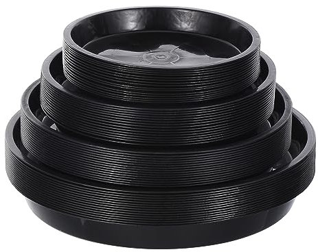PATIKIL 60 Paquet Plastique Plante Soucoupe, 6/8/10/12 Pouce Plante Plateau pour Pots Rond Plante Plat Plante Gouttes Plateaux Eau Plateau pour Intérieur Extérieur Jardin, Noir