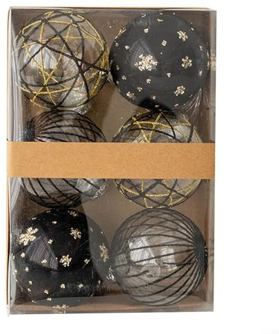 SPORTARC Luxuriöse Weihnachtskugel-Ornamente, 8 cm, 6 Stück, fügen Sie Ihrer Party Glamour hinzu (schwarz gold)