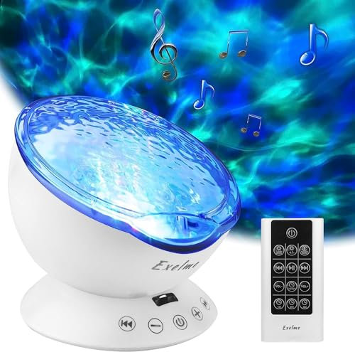 Ocean Wave Lights, Night Light Projector Ocean Wave - Sound Machine with Soothing Nature Noise and Relaxing Light Show - Color Changing Wave Light Effects for Kids Adults Bedroom Living Room