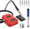 Cordless Soldering Iron Station for Milwaukee M18 18V Battery,60W LCD Adjustable Temperature 180-480°C Portable Electric Welding Iron Kit with Suction Rod & 5Pcs Solder Tips (No Battery)