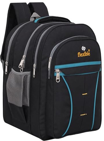 Flexible bags 60L Große Schultasche für 5. bis 10. Klasse, College-Tasche, wasserdicht, für Jungen und Mädchen, Marineblau, Schwarz, 60LITRE, Modern