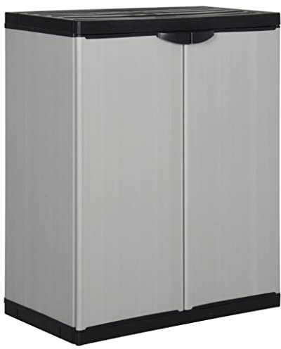 CKioict Materialschrank Büromöbel Mehrzweckschrank Garten-Lagerschrank mit 1 Boden Grau und Schwarz 68x40x85 cmfür Arbeitszimmer, Wohnzimmer