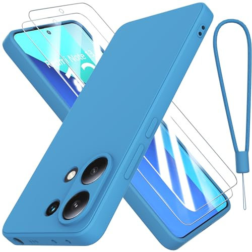 THIYUFUNS Hülle für Xiaomi Redmi Note 13 4G Handyhülle mit 2 Stück Schutzfolie, TPU Silikon Liquid Silicone Dünne Weiche Stoßfest Case Schutzhülle für Xiaomi Redmi Note 13 4G (6.67) - Blau