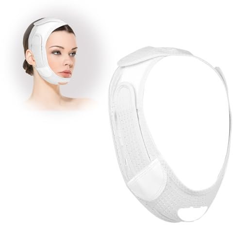 WLLHYF V Linie Lifting Maske Wiederverwendbare Doppel Kinn Reducer Kinn Strap Gesichtsgürtel V Linie Gesichts Toning Gürtel Heben und festziehen Verhindern Sie Schlacken Frauen Männer (Weiß)