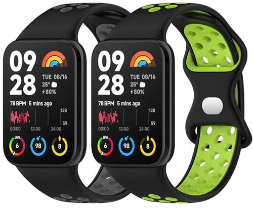 BDIG 2 Pezzi Cinturino Compatibile con Xiaomi Redmi Watch 5/Xiaomi Mi Band 9 Pro/Xiaomi Mi Band 8 Pro/Redmi Watch 4, Cinturino Sportivi in Silicone Morbido Bicolor per Xiaomi Mi Band 8 Pro
