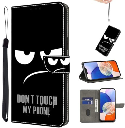TUOLISG Handyhülle für Xiaomi Redmi 12C Hülle Flip Case Tasche Magnet Kartenfach Standfunktion Klapphülle Schutzhülle für Xiaomi Redmi 12C -Nicht anfassen