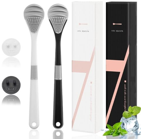 KSJEHW 2 Pcs limpiadores de lenguas, raspador de Lengua, Cepillo de Lengua para Limpieza bucal, reciclable, fácil de Limpiar, Respetuoso con el Medio Ambiente y práctico