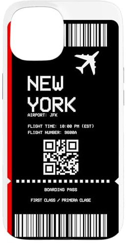 NYC New York Boarding Pass Flugticket Telefon Hülle für iPhone 15