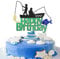 Sotpot 1 Pack Fishing Cake Topper Fisherman Birthday Cake Decoration for Boys and Girls Fishing Themed Birthday Party Decorations