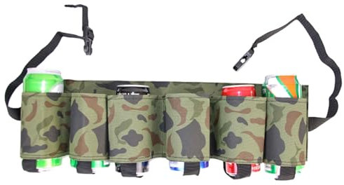 SELiLe Biergürtel-Halter, Bierdosenflaschenhalter, Gürtel, Getränkedosenhalter, verstellbare Hüfttasche, hält 6 Dosen, für Partys, Getränkehalter