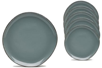 Van Well | URBAN Dessertteller 20 cm grau 6er Set - Steinzeug für Frühstück, Dessertteller Rund, Kuchenteller