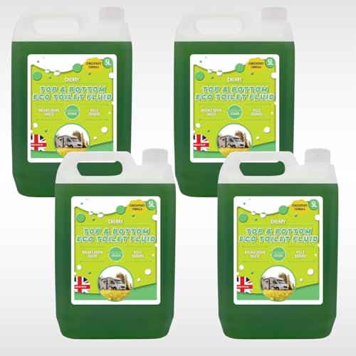 Dunnet Tools Green Toilet Chemicals For Motorhome And Caravan 5L Organic Toilet Fluid WC Disinfectant & Cleaner Fresh Fragrance Biodegradable Formaldehyde Free Portaloo Chemicals (1, 20 Litres)