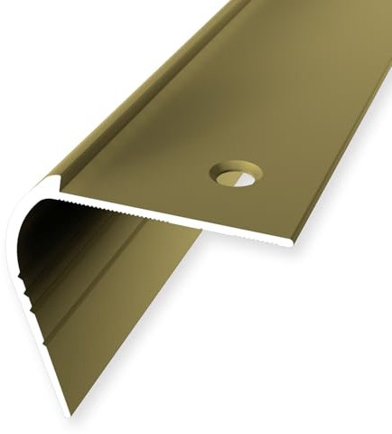 Treppenkantenprofil 48 x 48 x 2500 mm Winkelprofil Aluminium hochwertig Versenkt Gebohrt Gold Einfasshöhe 3 mm Küberit