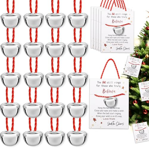Weihnachtsglocken mit Glaubensanhänger, Weihnachtsbaumschmuck, Weihnachtsmann-Schlitten, Glocken, Basteln, kleine Glocken für Weihnachtsbaum, Heimdekoration, 20 Stück