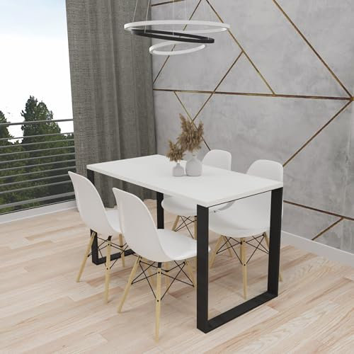 AKKE Esstisch Rechteckig Loft Design Mit Metallbeinen Tisch Küchentisch Wohnzimmertisch Esszimmertisch Tischblatt 18 mm 110x60 cm