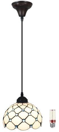 E27 Vintage Hängelampe, Tiffany Style Pendelleuchte, Hängend Pendant Light, Deckenleuchte für Esszimmer Cafe Bar, Modern Esszimmer Hängeleuchte