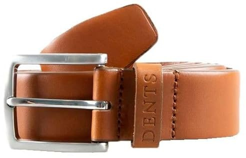 Dents Mens Heritage Satin Nickel Buckle Full-Grain Leather Belt - Tan