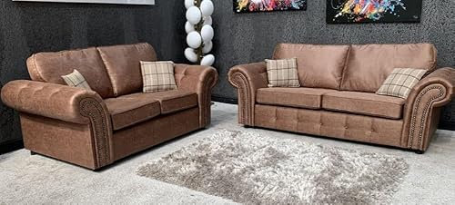 Luxuriöses Oakland Leder-Sofa-Set, 3-Sitzer und 2-Sitzer, Premium-Leder-Couch-Set