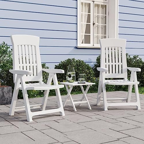 Xichuzi Gartenstühle 2 STK. Verstellbar Weiß PP Gartensessel, Campingstuhl, Hochlehner, Balkonmöbel, Balkonstuhl, Terrassenstühle, Balkon Stuhl, 364710