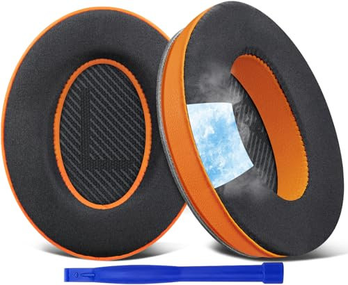 SoloWIT Cooling-Gel Ear Pads Cushions Replacement, Earpads for Bose QuietComfort 35 (QC35) and Quiet Comfort 35 II (QC35 II) Over-Ear Headphones, Noise Isolation Foam - QC35 CG Orange