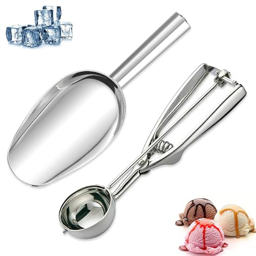 2Pcs Ice Cream Scoop, Stainless Steel Cookie Scoop for Ice Mellon Balls