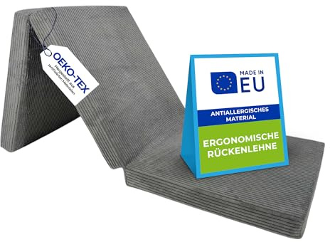 Pillows24 – Klappmatratze 195x80x10 cm mit abnehmbarem Bezug & Tragegriffen | Gästematratze klappbar | Oeko-TEX | Faltbare Matratze/Faltmatratze für Gäste, Kinder oder Reisen | Dunkelgrau