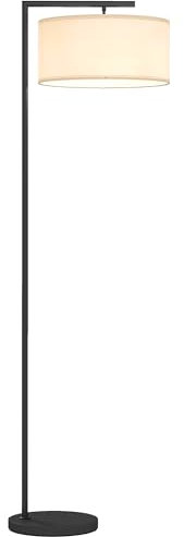 HOMCOM Lampadaire lampe à pied abat-jour en tissu de lin base ronde stable pour salle bureau chambre à coucher 47 x 37 x 153 cm noir et blanc