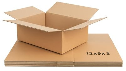 5 x Small Cardboard Shipping Boxes 12x9x3 inch (305x229x76mm) | A4 Size | Single Wall Postal Boxes for Sending Small Parcel | Mailing, Packaging, Storage, Gifts | Durable & Recyclable
